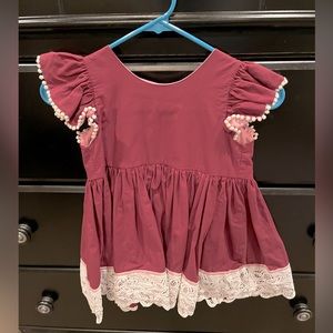 Little girls maroon Dollcake dress. Size 7.